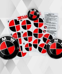 Set stickere embleme BMW culoare negru cu rosu pentru seria 1 2 3 4 5 6 7 8 X i