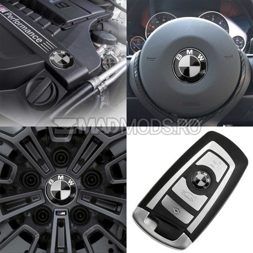Set stickere embleme BMW culoare negru cu gri pentru seria 1 2 3 4 5 6 7 8 X i