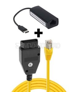 Cablu diagnoza ENET OBD 2 BMW seriile Fxx, Gxx, I & Mini seria Fxx 2008-2023 + Adaptor USB Tip C