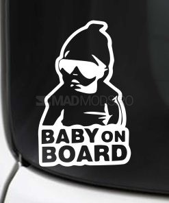 Sticker auto exterior Cool Baby On Board culoare alb