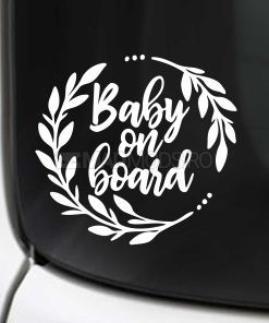 Sticker auto exterior Creanga Maslin Baby On Board culoare alb