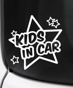 Sticker auto exterior Kids In Car culoare alb