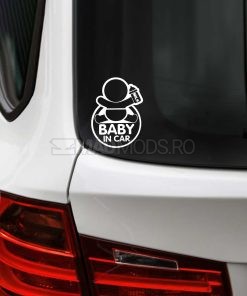 Sticker auto exterior Milk Baby In Car culoare alb
