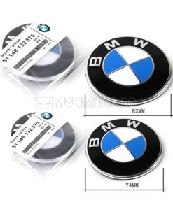 Set 2 embleme BMW 82mm 74mm capota portbagaj compatibil seria 1 2 3 4 5 6 7 8 X i M